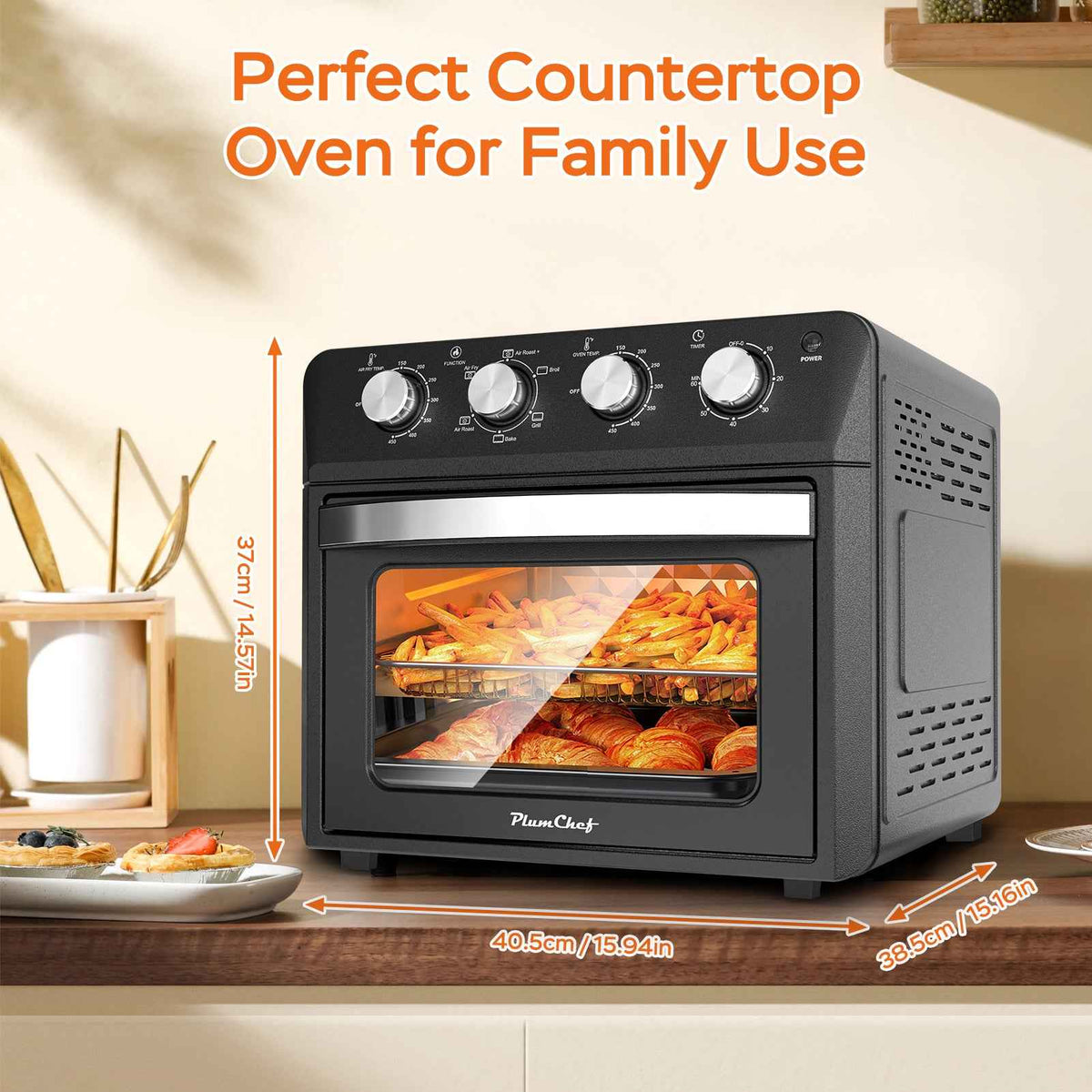 27.5QT 6-in-1 Air Fryer Toaster Oven, Dropdown-Door, 6-Slice, Countertop Convection Oven, Air Frying, Baking, Roasting, Broiling, Grilling, 1600W, Black, Amazon Resale Prohibited - I Like It I Love It