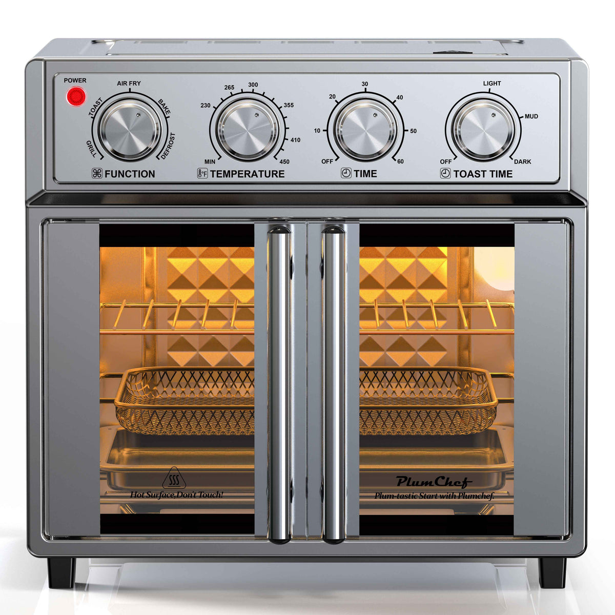 29.5 QT Air Fryer Convection Toaster Oven, French Door, 6 Slices, 1700W, Multifunction Oven, Air Fryer, Toast, Grill, Defrost, Bake, Time And Temperature Controls, Silver, Amazon Resale Prohibited - I Like It I Love It
