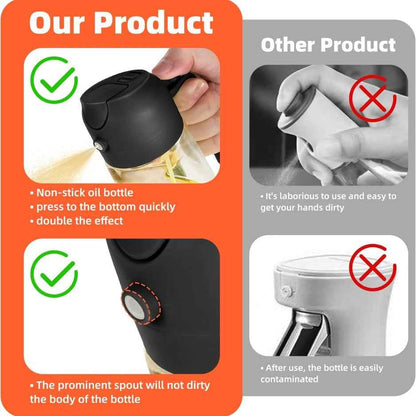 2-in-1 Glass Olive Oil Sprayer &amp; Dispenser 16oz 470ml - Black Cooking Bottle For Air Fryer - I Like It I Love It