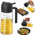 2-in-1 Glass Olive Oil Sprayer & Dispenser 16oz 470ml - Black Cooking Bottle For Air Fryer - I Like It I Love It