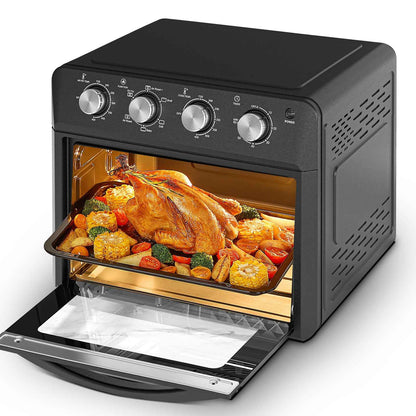 27.5QT 6-in-1 Air Fryer Toaster Oven, Dropdown-Door, 6-Slice, Countertop Convection Oven, Air Frying, Baking, Roasting, Broiling, Grilling, 1600W, Black, Amazon Resale Prohibited - I Like It I Love It