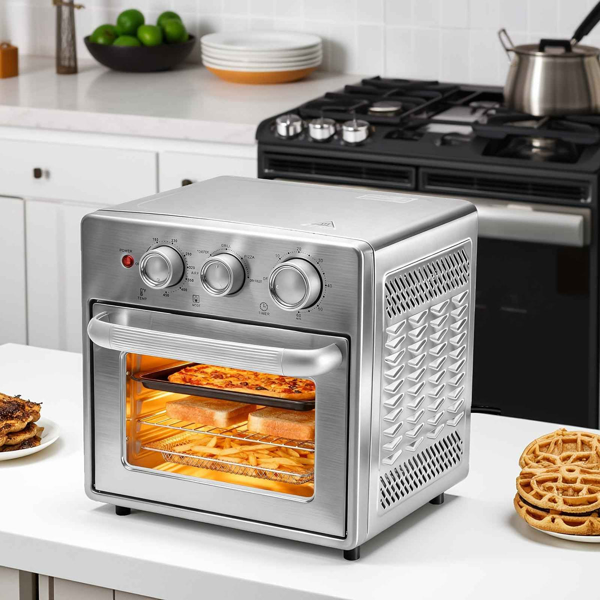 Air Fryer And Oven Combined Unit, 16.9-gallon Countertop Oven, 5 Functions, 4 Accessories, Stainless Steel Material - I Like It I Love It