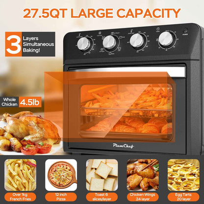 27.5QT 6-in-1 Air Fryer Toaster Oven, Dropdown-Door, 6-Slice, Countertop Convection Oven, Air Frying, Baking, Roasting, Broiling, Grilling, 1600W, Black, Amazon Resale Prohibited - I Like It I Love It