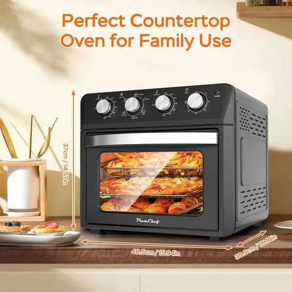 27.5QT 6-in-1 Air Fryer Toaster Oven Dropdown-Door 6-Slice Countertop Convection Oven For Air Frying, Baking, Roasting, Broiling &amp; Grilling, 1600W, Black - I Like It I Love It