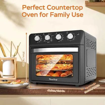 27.5QT 6-in-1 Air Fryer Toaster Oven Dropdown-Door 6-Slice Countertop Convection Oven For Air Frying, Baking, Roasting, Broiling &amp; Grilling, 1600W, Black - I Like It I Love It